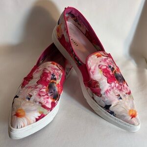 TED BAKER Sz 9 Floral Slip-On Rubber Sole Shoes Pointy Toe Flat Shoes